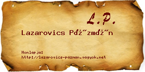 Lazarovics Pázmán névjegykártya